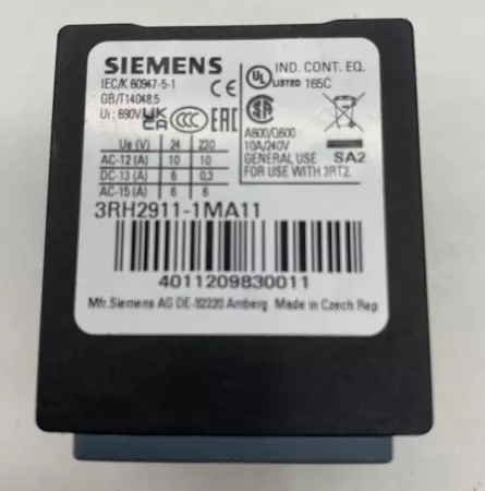 Siemens 3RH2911-1MA11 Auxiliary Switch, 240V 10A 