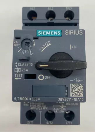 Siemens 3RV2011-1BA10 Manual Motor Starter, 600V Range 1.4-2Amp 