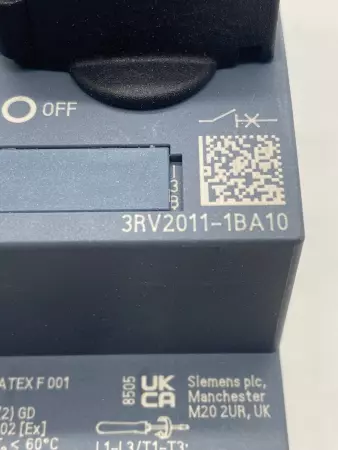 Siemens 3RV2011-1BA10 Manual Motor Starter, 600V Range 1.4-2Amp 
