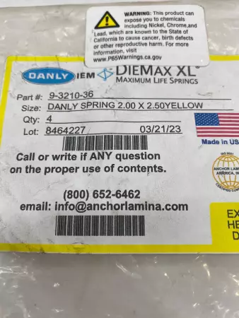 Danly 9-3210-36 Diemax XL® Springs, 2X2.5