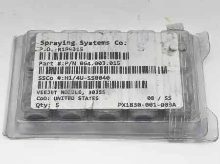 Spraying Systems 064.003.015 Veejet Nozzle 303SS Lot of 10