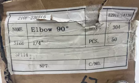 Unbranded SP-114-150 90 Degree Female Elbow Pipe Fitting, 1/4