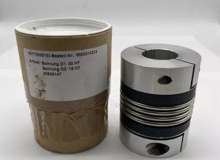Wittenstein 5000214213 Clamp Bellows Coupling, Bores 30mmX16mm Both Bores 
