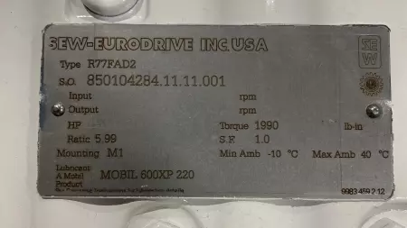 Seepex BCSB 10-12 Progressive Cavity Pump W/Sew-Eurodrive Gearbox 5.99 Ratio 