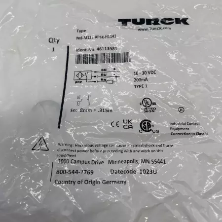 Turck NI8-M12E-AP6X-H1141 Proximity Sensor 10-30VDC 