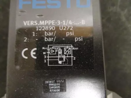  FESTO VERS.MPPE-3-1/4 Proportional Pressure Regulator, 122890 