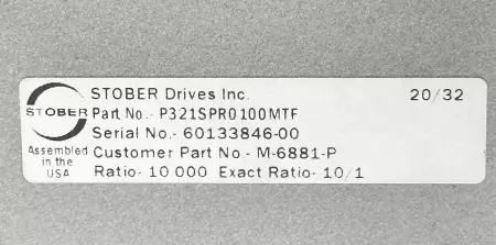 Stober P321SPR0100MTF Precision Gearhead, Ratio 10:1 