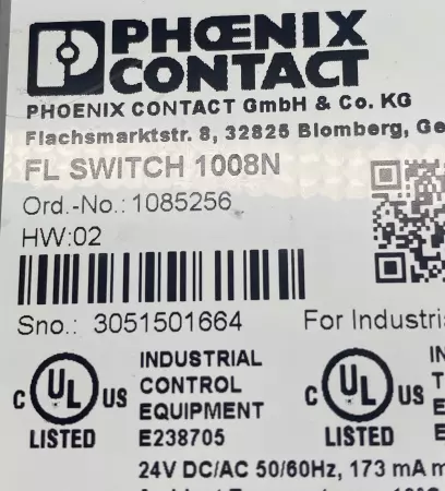 Phoenix Contact FL SWITCH 1008N Industrial Ethernet Switch 