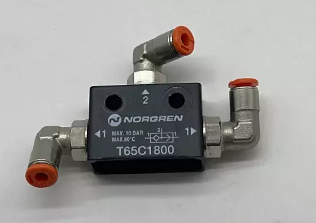 Norgren T65C1800 Pneumatic Shuttle Valve with Fittings 