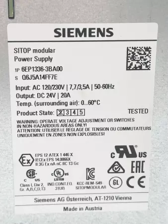 Siemens 6EP1336-3BA00 Sitop Power Supply 