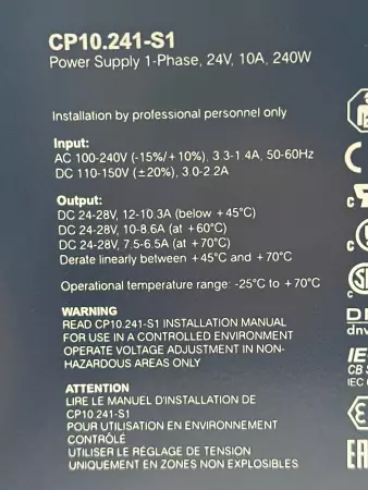 Puls CP10.241-S1 Power Supply, 1-Ph 24V 10A 240W 