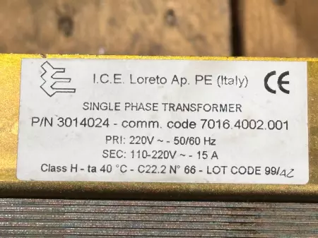 ICE Loreto 3014024-COMM 1-Phase Transformer Class H 