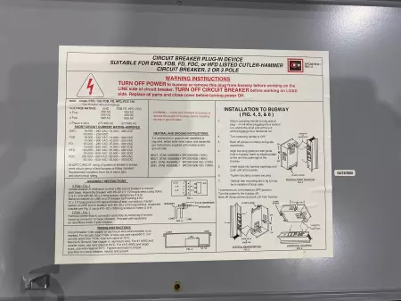 Eaton P3BFWF3080GN POW-R-WAY 3 Busway Circuit Breaker 277-480V 80Amp 3-Pole 