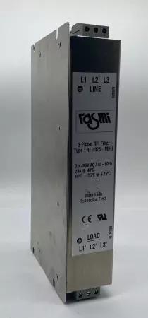 Rasmi Eurotek RF 3025-MHU Line RFI Filter, 480V 25A 3-Phase 