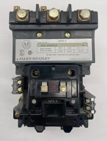 Allen-Bradley 500-D0D930 SER.A Size 3 Contactor, 600VAC 90A 120VAC Coil 