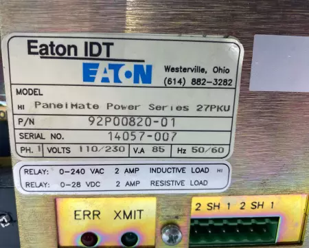 Eaton 92P00820-01 PanelMate Power Series Control Module 