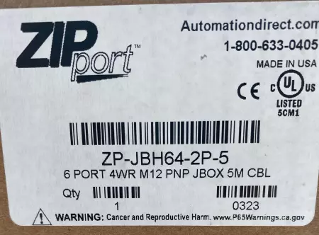 AutomationDirect ZP-JBH64-2P-5 ZIPport™ Junction Block 8-Port M12 5-Pin 
