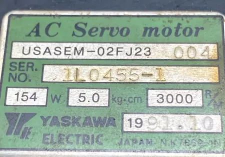 Yaskawa USASEM-02FJ23 AC Servo Motor 154W 