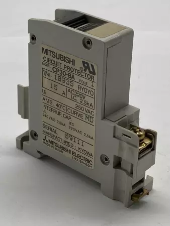 Mitsubishi Electric CP30-BA 15A Circuit Protector, 250VAC 15Amp 1-Pole 