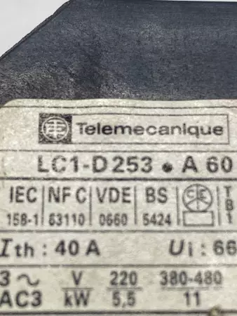 Telemecanique LC1-D253 Contactor 500V 25Amp 