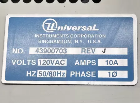 Universal Instruments 43900703 Fan Assembly, 120VAC 10Amp 