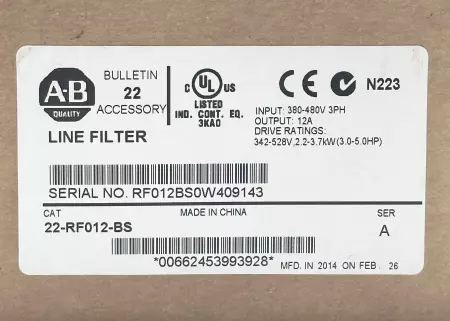Allen-Bradley 22-RF012-BS Line Filter 