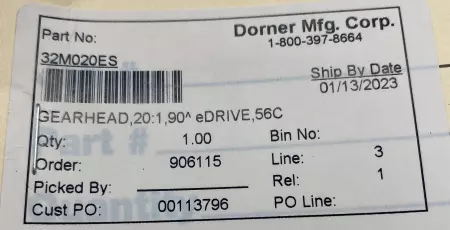 Dorner 32M020ES Motovario® Gearbox, Ratio 20:1 