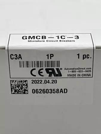 AutomationDirect GMCB-1C-3 1-Pole Miniature Circuit Breaker 277VAC 60VDC 3Amp 