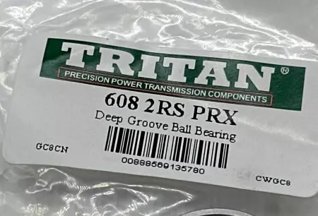 Tritan 608 2RS PRX Deep Groove Ball Bearing, 8mm Bore, Sealed 