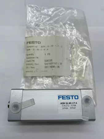 Festo ADN-16-40-I-P-A Compact Cylinder, 16mm Piston 40mm Stroke 