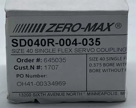 Zero-Max SD040R-004-035 Single Flex Servo Coupling Size 40  0.375