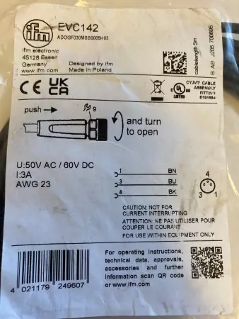 IFM EVC142 Connecting Cable, Female Socket 5M AWG23 