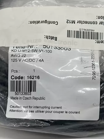 Leuze KU U-M12-5W-V1-100 Connection Cable 5-Pin AWG22 10M 