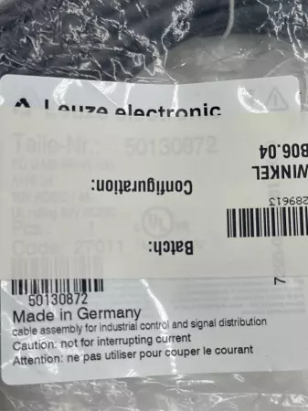 Leuze KD U-M8-4W-V1-100 Connection Cable 4-Pin AWG24 10M, 50130872 