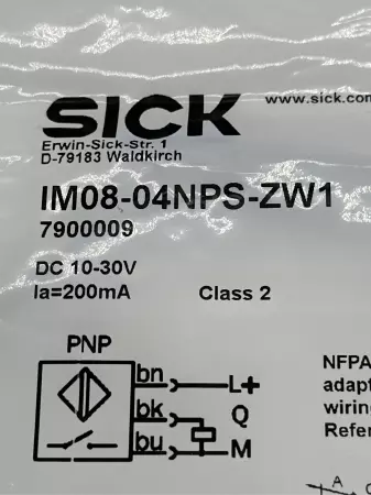 Sick 7900009 Proximity Sensor,  IM08-04NPS-ZW1 