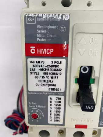 Cutler-Hammer HMCP150U4CA02 Circuit Breaker, 600VAC/250VDC 150Amps 