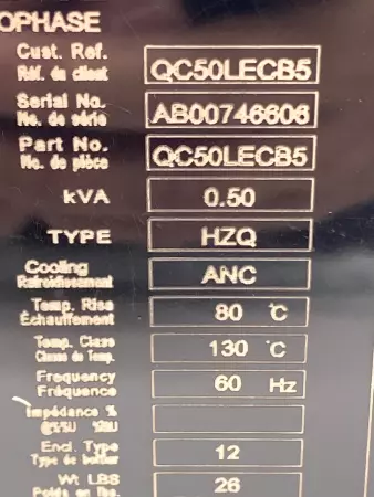 Hammond QC50LECB5 HPS Titan™ Transformer 0.50kVA 