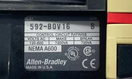 Allen-Bradley 592-BOV16 SER.B Overload Relay 120-600VAC 40Amp 