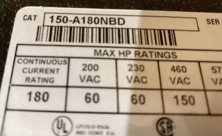 Allen-Bradley 150-A180NBD SER.B SMC Plus™ Motor Controller 150HP 460VAC 180A 