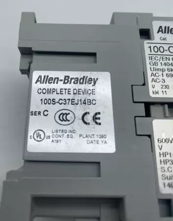 Allen-Bradley 100S-C37EJ14BC SER.C Safety Contactor Assy, 600VAC 60A, 24VDC 