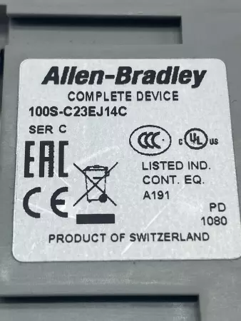 Allen-Bradley 100S-C23EJ14C SER.C Contactor, 600VAC 23A, 24VDC Coil 