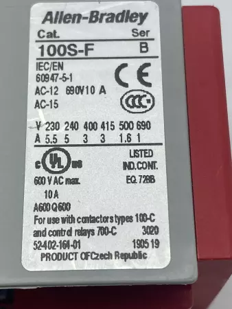 Allen-Bradley 100S-C23EJ14C SER.C Contactor, 600VAC 23A, 24VDC Coil 