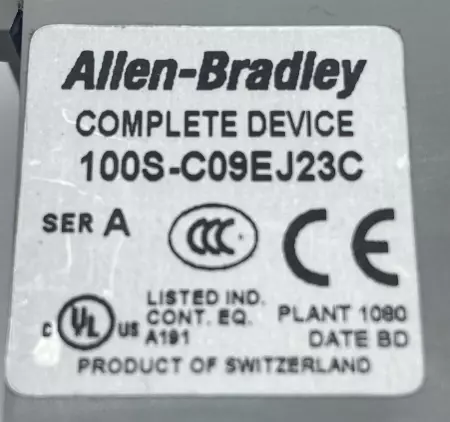 Allen-Bradley 100S-C09EJ23C SER.A Contactor, 600VAC 9A, 24VDC Coil 