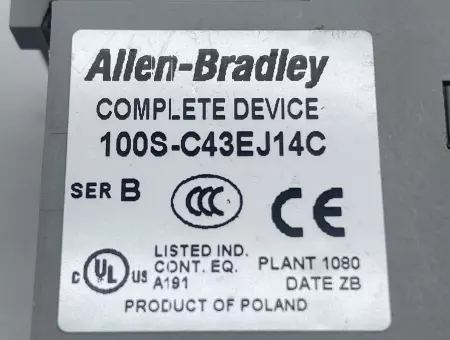 Allen-Bradley 100S-C43EJ14C SER.B Contactor, 600VAC 43A, 24VDC Coil 