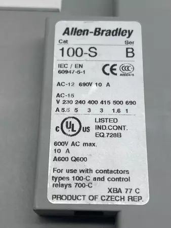 Allen-Bradley 100S-C43EJ14C SER.B Contactor, 600VAC 43A, 24VDC Coil 