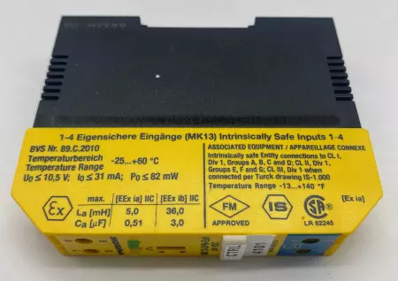 Turck MK13-UPN-EX0/24VDC Multi Modul Isolating Switching Amplifier 10-30VDC 