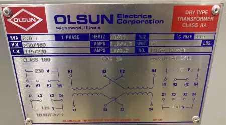 Olsun 14856 124796 Transformer 2kVA 