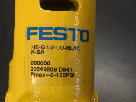 FESTO HE-G1/2-LO-BLACK-SA 549208 SHUT OFF VALVE 0-150 PSI 