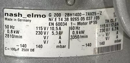 Nash_Elmo 2BH1400-7AV25-Z Regenerative Blower W/Siemens Motor and DEK Printing 