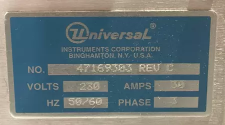 Universal Instruments 47169303 3-Phase Power Supply, 230V 30Amps 